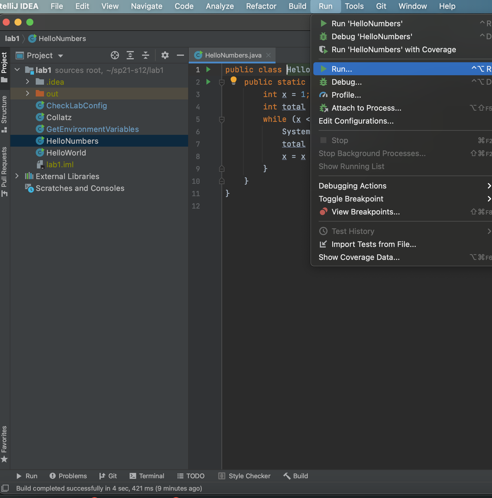 Preparing to run HelloNumbers